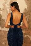Shop_Shloka Khialani_Blue Georgette Embellished Floral V Neck Ezra Skirt Set For Women_at_Aza_Fashions