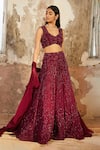 Shop_Shloka Khialani_Purple Georgette Jane Floral Embellished Lehenga Set_at_Aza_Fashions