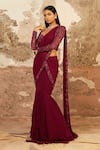 Shop_Shloka Khialani_Purple Georgette Aubrey Pre-draped Saree With Blouse_at_Aza_Fashions