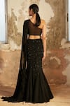 Shop_Shloka Khialani_Black Georgette Embellished Glass Bead Asymmetric Kate Skirt Set _at_Aza_Fashions