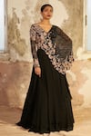 Buy_Shloka Khialani_Black Georgette Noire Floral Embellished Gown_at_Aza_Fashions