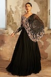 Shop_Shloka Khialani_Black Georgette Noire Floral Embellished Gown_at_Aza_Fashions