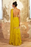Shop_Shloka Khialani_Yellow Georgette Ziya Pre-draped Saree With Blouse_at_Aza_Fashions