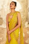 Buy_Shloka Khialani_Yellow Georgette Ziya Pre-draped Saree With Blouse_Online_at_Aza_Fashions