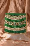 Buy_The Purple Sack_Green Beads, Embroidery Sukoon Embellished Clutch With Sling _at_Aza_Fashions
