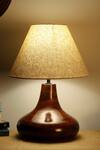 Buy_Nakshikathaa - Homeware_Beige Yogasana Table Lamp With Cotton Shade_at_Aza_Fashions