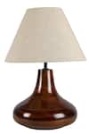 Shop_Nakshikathaa - Homeware_Beige Yogasana Table Lamp With Cotton Shade_at_Aza_Fashions