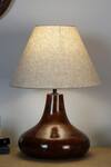 Nakshikathaa - Homeware_Beige Yogasana Table Lamp With Cotton Shade_Online_at_Aza_Fashions