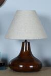 Buy_Nakshikathaa - Homeware_Beige Yogasana Table Lamp With Cotton Shade_Online_at_Aza_Fashions