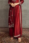 Buy_JAYANTI REDDY_Maroon Cheniya Silk Embroidered Floral Keyhole Kurta Palazzo Set  _Online_at_Aza_Fashions