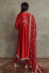 Shop_JAYANTI REDDY_Red Cheniya Silk Embroidered Floral Round Kurta Set  _at_Aza_Fashions