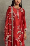 JAYANTI REDDY_Red Cheniya Silk Embroidered Floral Round Kurta Set  _Online_at_Aza_Fashions