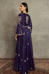 Shop_JAYANTI REDDY_Purple Chanderi Silk Embroidered Floral V Neck Anarkali And Palazzo Set _at_Aza_Fashions