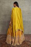 Shop_JAYANTI REDDY_Yellow Raw Silk Embroidered Floral Open Cape Lehenga Set _at_Aza_Fashions