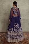 Shop_JAYANTI REDDY_Purple Raw Silk Embroidered Floral Open Cape Lehenga Set  _at_Aza_Fashions