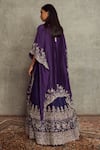 Shop_JAYANTI REDDY_Purple Raw Silk Embroidered Floral Open Cape Lehenga Set  _at_Aza_Fashions