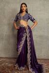 Buy_JAYANTI REDDY_Purple Silk Embroidered Floral V Neck Saree With Blouse For Women_at_Aza_Fashions