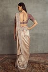 Shop_JAYANTI REDDY_Beige Silk Embroidered Floral Sweetheart Neck Saree With Blouse  _at_Aza_Fashions