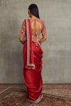 Shop_JAYANTI REDDY_Red Silk Embroidered Floral V Neck Saree With Blouse  _at_Aza_Fashions