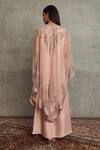 Shop_Jayanti Reddy_Peach Net Floral Open Embroidered Cape Set _at_Aza_Fashions