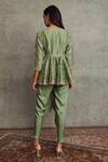 Shop_JAYANTI REDDY_Green Chanderi Silk Embroidered Floral V Neck Dhoti Pant Set  _at_Aza_Fashions