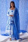 Buy_Baise Gaba_White Dupatta - Chiffon Nirad Floral Print Anarkali Set_at_Aza_Fashions