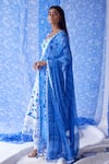 Baise Gaba_White Dupatta - Chiffon Nirad Floral Print Anarkali Set_Online_at_Aza_Fashions
