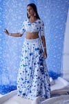 Baise Gaba_White Lehenga - Cotton Modal Printed Floral V Neck Alizee Set _Online_at_Aza_Fashions