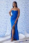 Buy Baise Gaba Blue Satin Silk Sweetheart Neck Seet Side Slit Gown at Aza Fashions Buy_Baise Gaba_Blue Satin Silk Sweetheart Neck Seet Side Slit Gown_at_Aza_Fashions