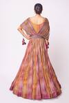 Shop_Onaya_Multi Color Geometric Print Pleated Gown_at_Aza_Fashions