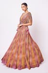 Buy_Onaya_Multi Color Geometric Print Pleated Gown_Online_at_Aza_Fashions