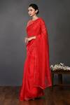 Buy_Onaya_Red Organza Woven Sequin Boat Neck Embroidered Saree With Blouse  _Online_at_Aza_Fashions