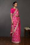 Onaya_Pink Silk Bandhej Print Saree With Blouse_Online_at_Aza_Fashions