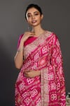 Shop_Onaya_Pink Silk Bandhej Print Saree With Blouse_Online_at_Aza_Fashions