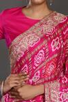 Onaya_Pink Silk Bandhej Print Saree With Blouse_at_Aza_Fashions