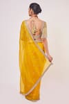 Shop_Onaya_Yellow Organza Embroidered Border Saree With Blouse_at_Aza_Fashions