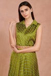 Onaya_Green Satin Harem Bandhani Print Jumpsuit_at_Aza_Fashions