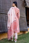 Shop_Missprint_Peach Cotton, Chanderi Block Print, Mirror Work High Neck Kurta Set _at_Aza_Fashions