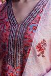 Buy_Missprint_Peach Cotton, Chanderi Block Print, Gota Work High Neck Kurta Set _Online_at_Aza_Fashions