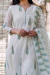 Shop_Missprint_White Cotton, Chanderi Block Print, Gota Work Round Notched Kurta Set _Online_at_Aza_Fashions