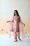 Aman Takyar_Pink Organza, Dupion Silk Cutdana, Floral, Sequin Round Embroidered Kurta Set _Online_at_Aza_Fashions