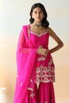 Buy_Aman Takyar_Fuchsia Dupion Silk Embroidered Kurta Sharara Set_Online_at_Aza_Fashions