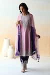 Buy_Aman Takyar_Purple Organza, Dupion Silk Cutdana, Floral, Sequin Round Embroidered Kurta Set _at_Aza_Fashions