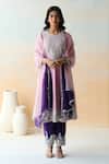 Aman Takyar_Purple Organza, Dupion Silk Cutdana, Floral, Sequin Round Embroidered Kurta Set _Online_at_Aza_Fashions
