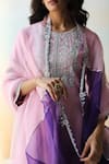 Buy_Aman Takyar_Purple Organza, Dupion Silk Cutdana, Floral, Sequin Round Embroidered Kurta Set _Online_at_Aza_Fashions