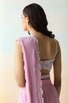 Shop_Aman Takyar_Purple Georgette Embroidery Floral V Neck Pre-draped Saree With Blouse _at_Aza_Fashions