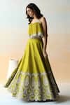 Aman Takyar_Green Raw Silk, Georgette Cutdana, Floral, Embroidered Lehenga With Blouse _Online_at_Aza_Fashions