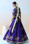 Shop_Aman Takyar_Purple Dupion Silk Embroidery Floral Lapel Collar Jacket Lehenga Set  _at_Aza_Fashions