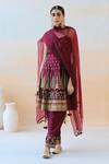 Aman Takyar_Maroon Organza, Dupion Silk Cutdana, Floral, Sequin Embroidered Anarkali Set _Online_at_Aza_Fashions