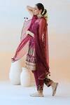 Buy_Aman Takyar_Maroon Organza, Dupion Silk Cutdana, Floral, Sequin Embroidered Anarkali Set _Online_at_Aza_Fashions